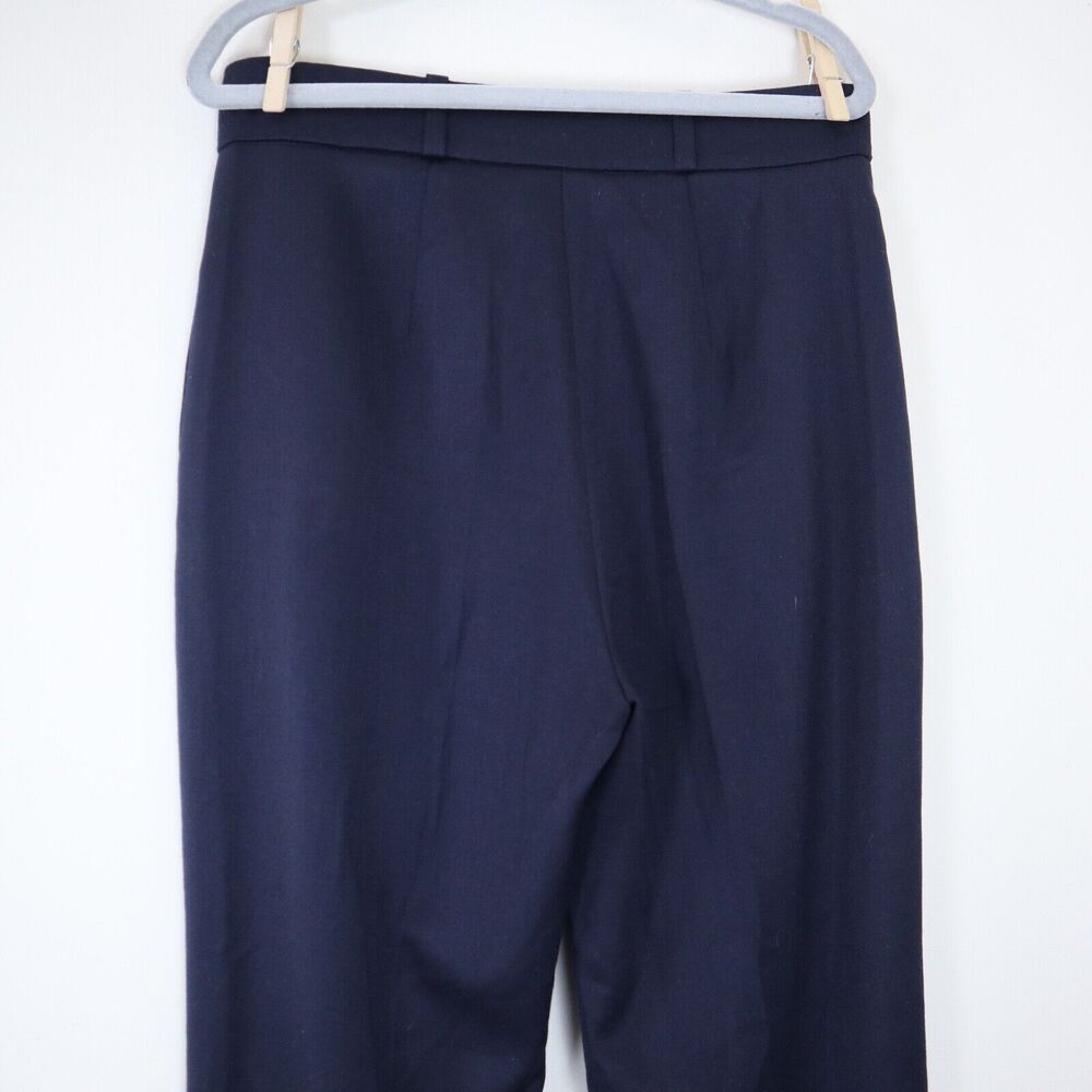 Emilio Pucci US 6 Wool Blend High Rise Wide Leg Trouser Pants Navy Blue - Picture 8 of 10
